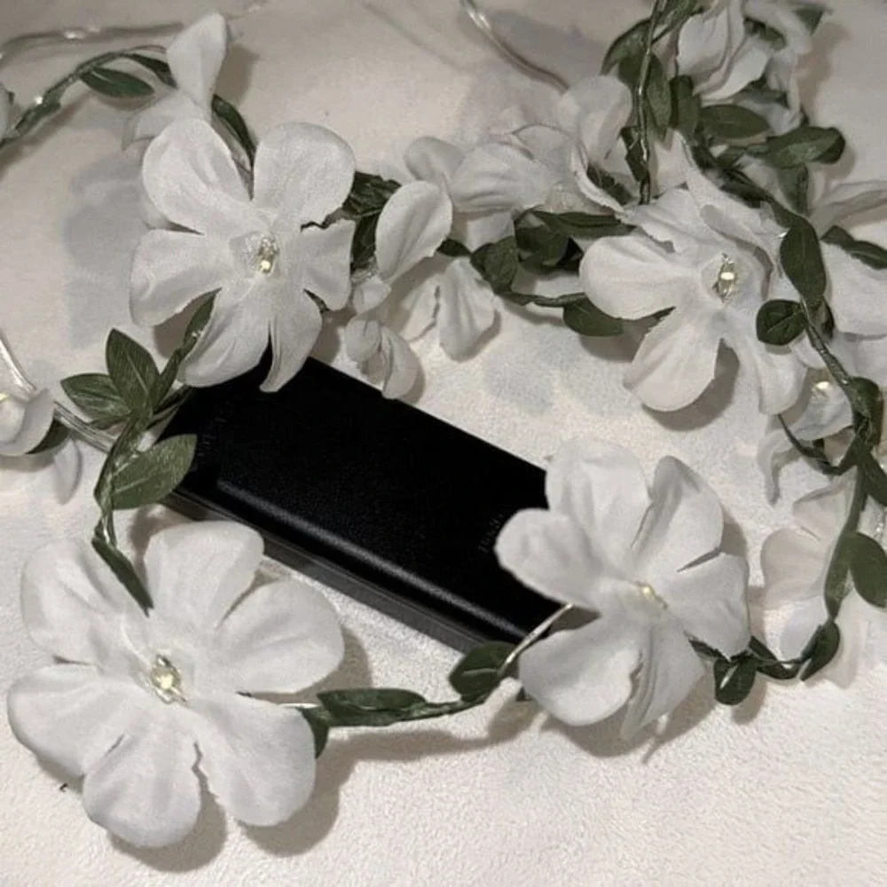 Floral String Lights with White Petals